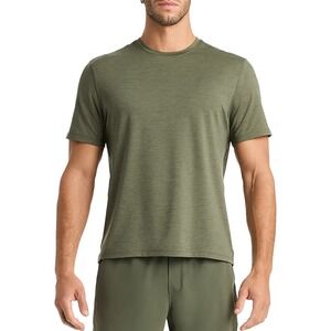 Ten Thousand Interval Shirt Mens Large Olive Army Green Crew Performance 200GSM